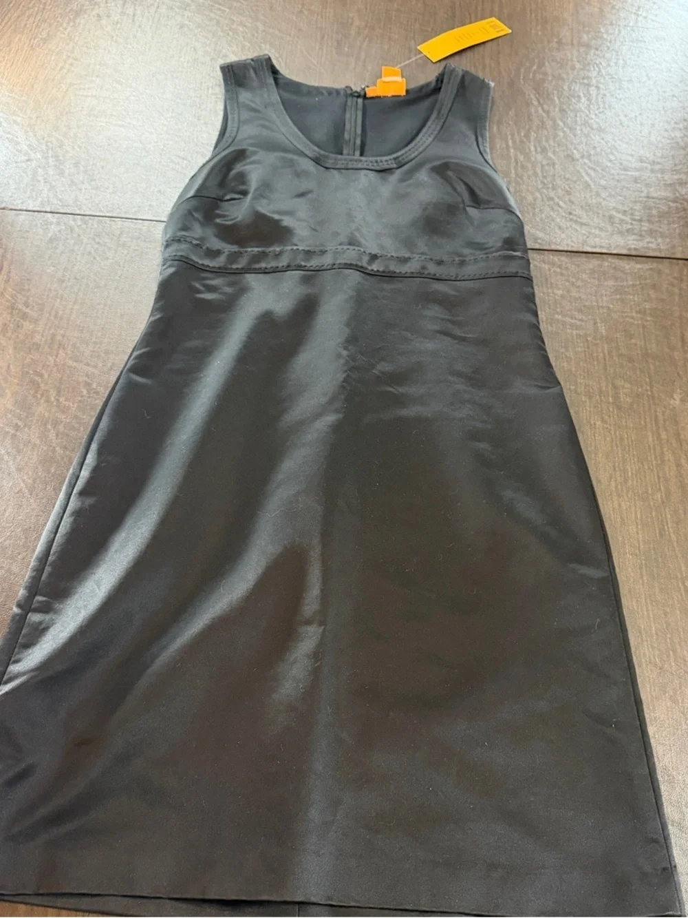 Tory Burch Black Sleeveless Satin Fitted Caroline Dress Sz 14 NWT